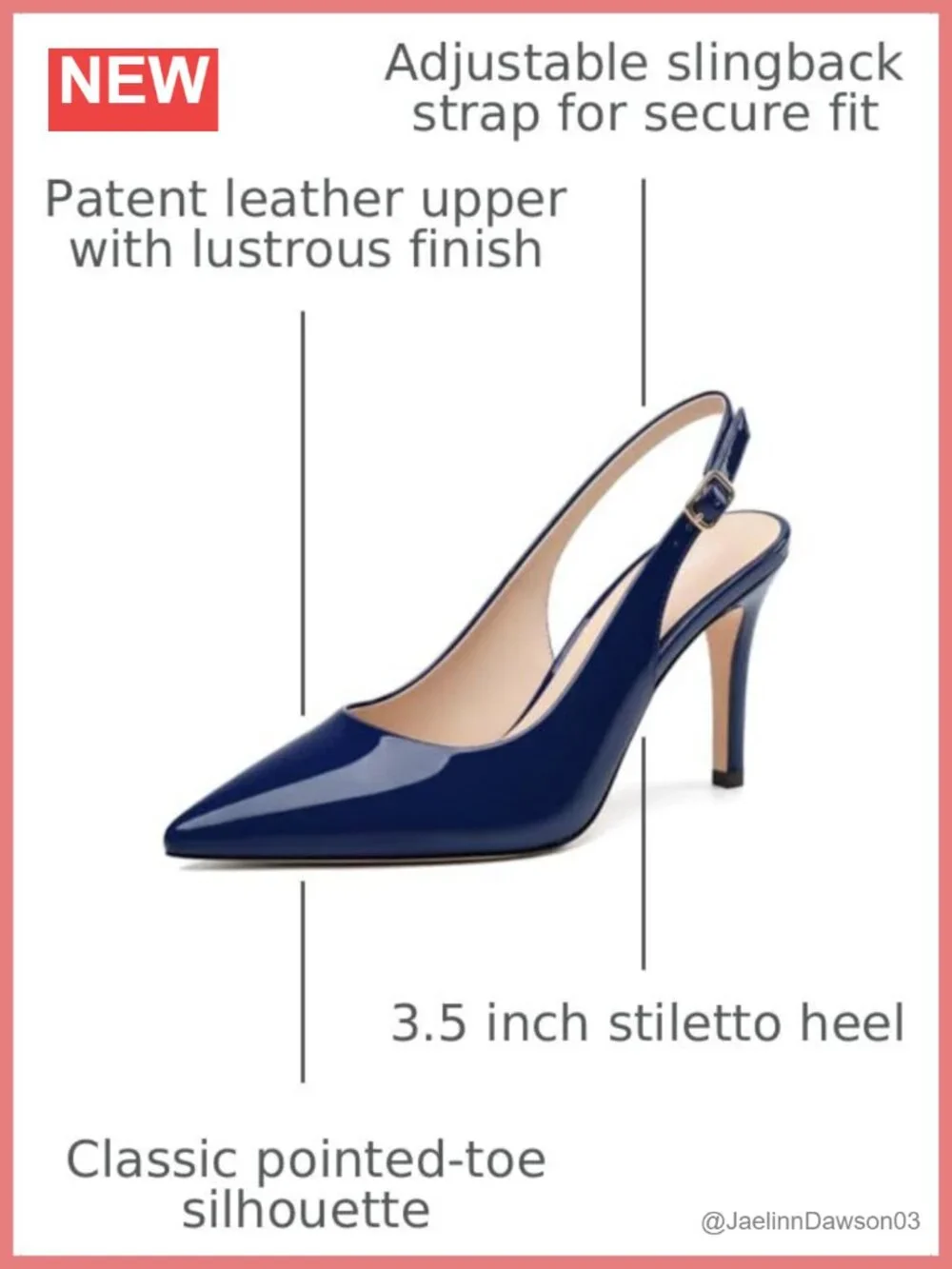 Patent Leather Slingback Heels, Closed Toe Stiletto Pumps 3.5-inch